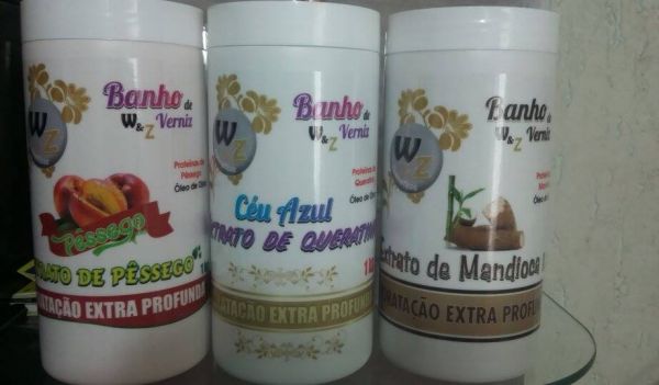 Banho de verniz wz - 1kg - Keratina,Mandioca,Pêssego ou Bambú