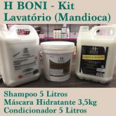 kit lavatório mandioca e argan H Boni  Shampoo condicionador e máscara Hidratação completa !