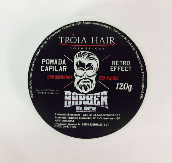 Pomada capilar Barber Black 120g Troia Hair