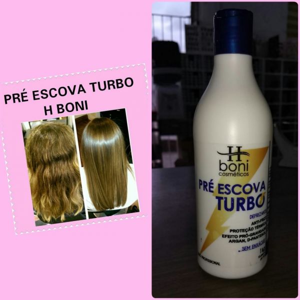 Pré escova Turbo H Boni cosméticos 500ml -Defrizante anti frizz proteção térmica Oil argan DPantenol